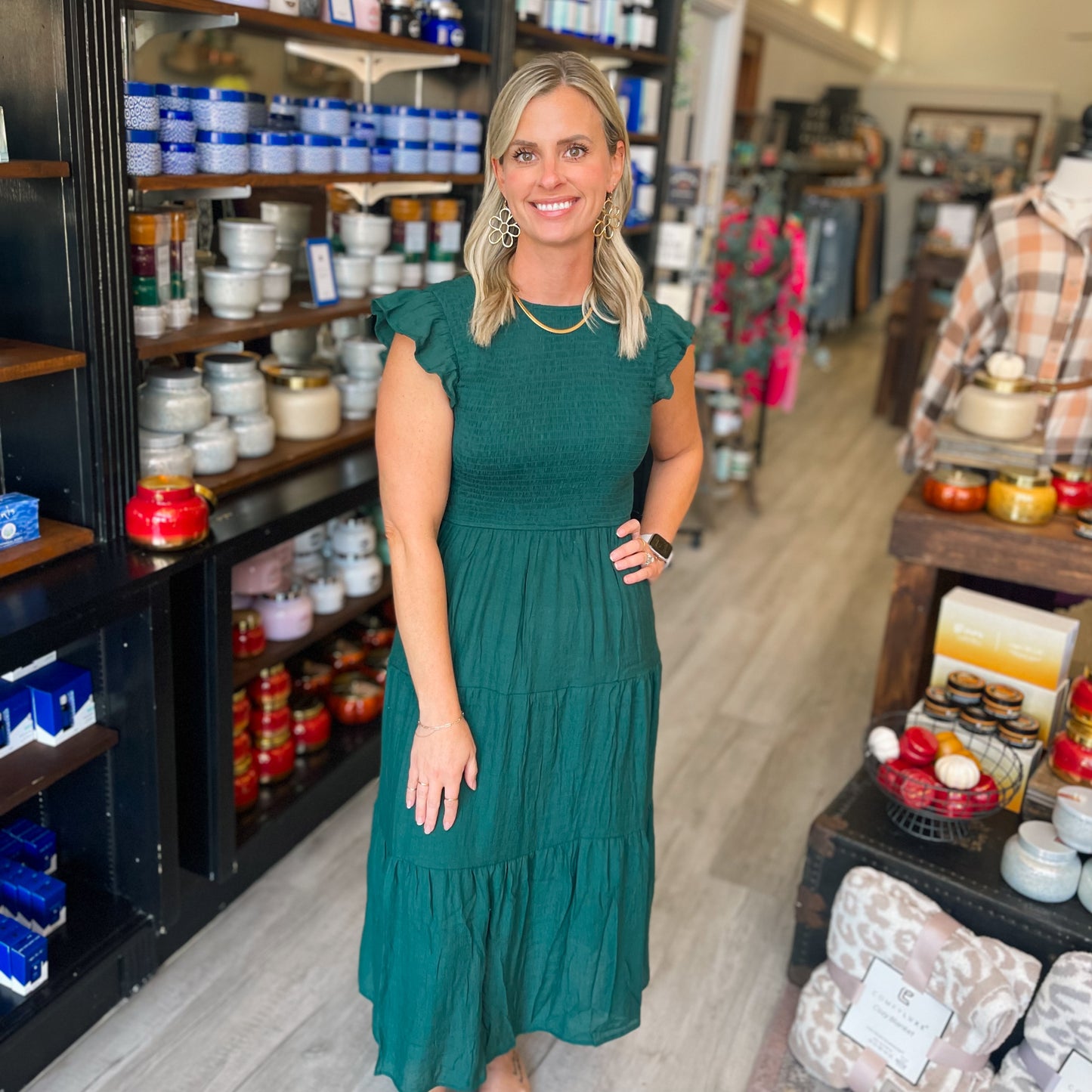 Smocked Tiered Midi Dress