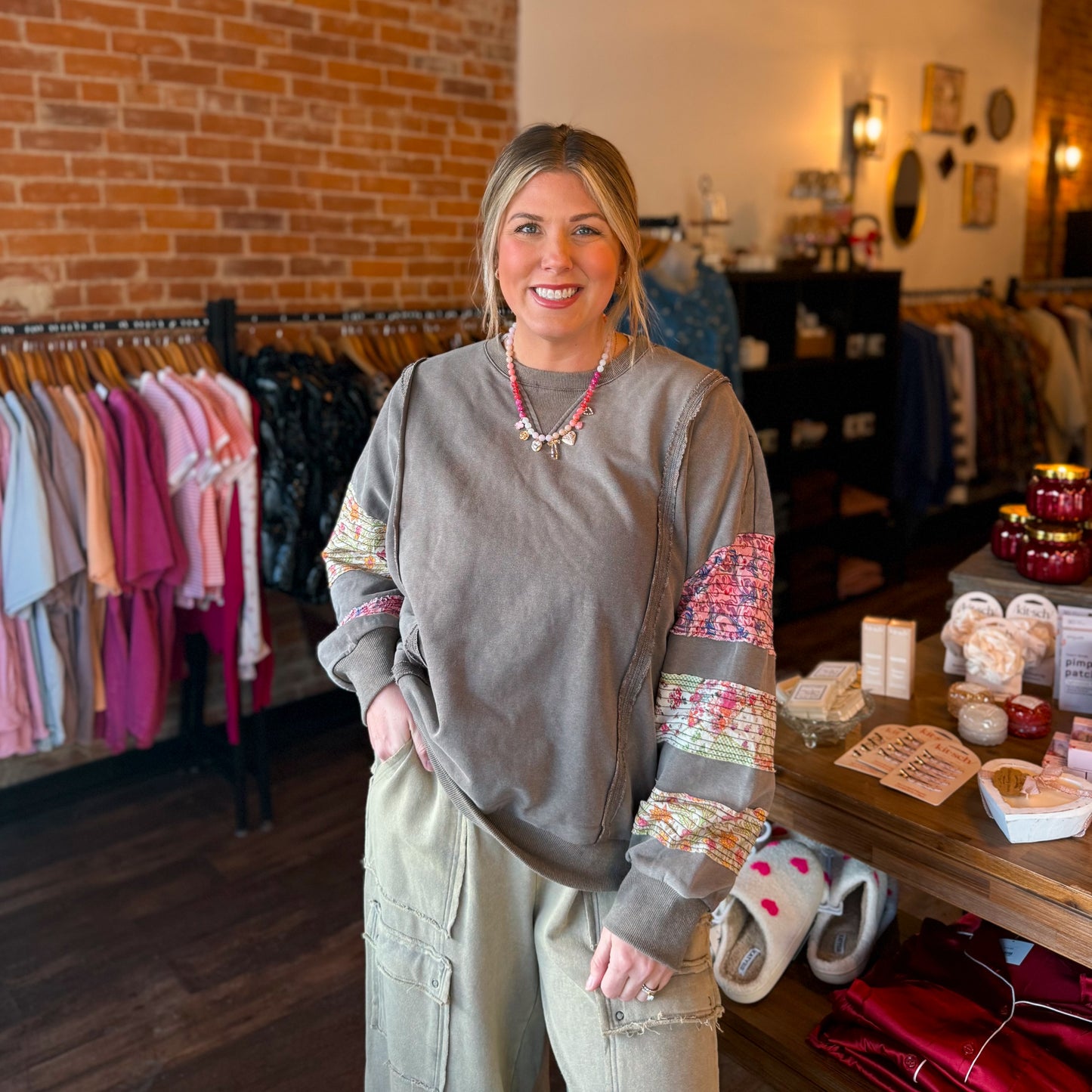 Ash Mineral Wash Printed Top