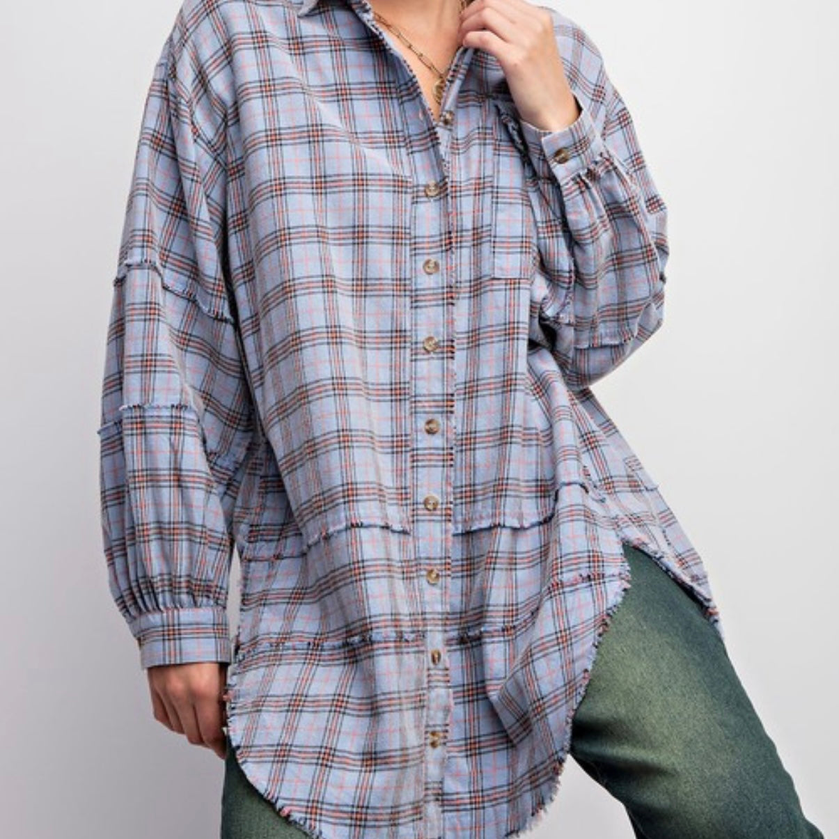 THE Flannel in Peri Blue