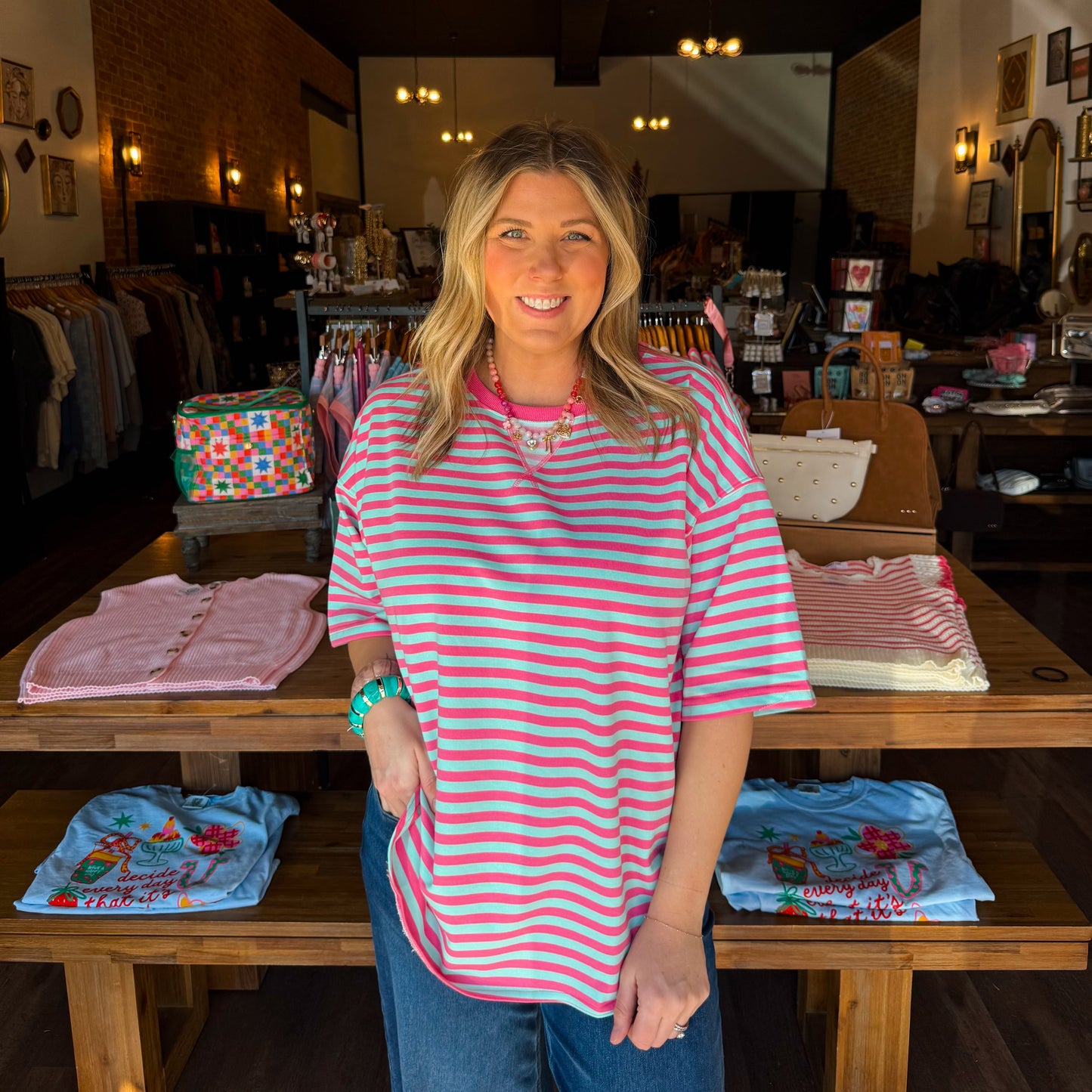 Striped Oversized Short Sleeve Top