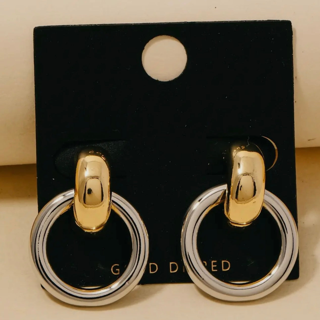 Gold Dipped Two Tone Earrings
