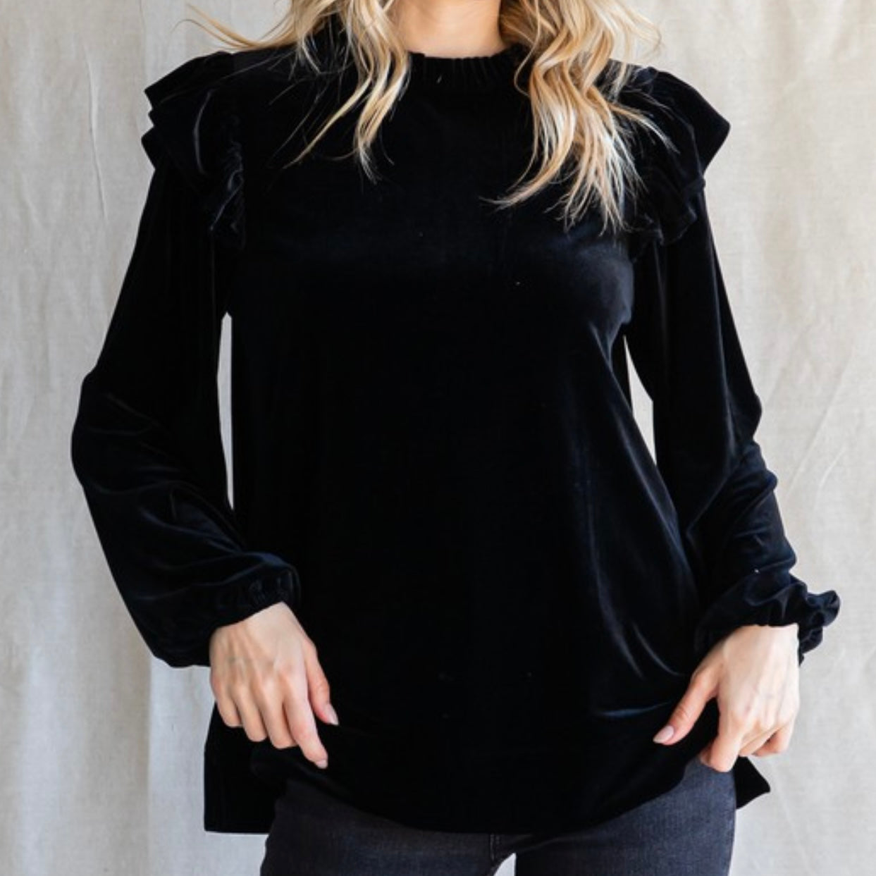 Velvet Ruffle Top