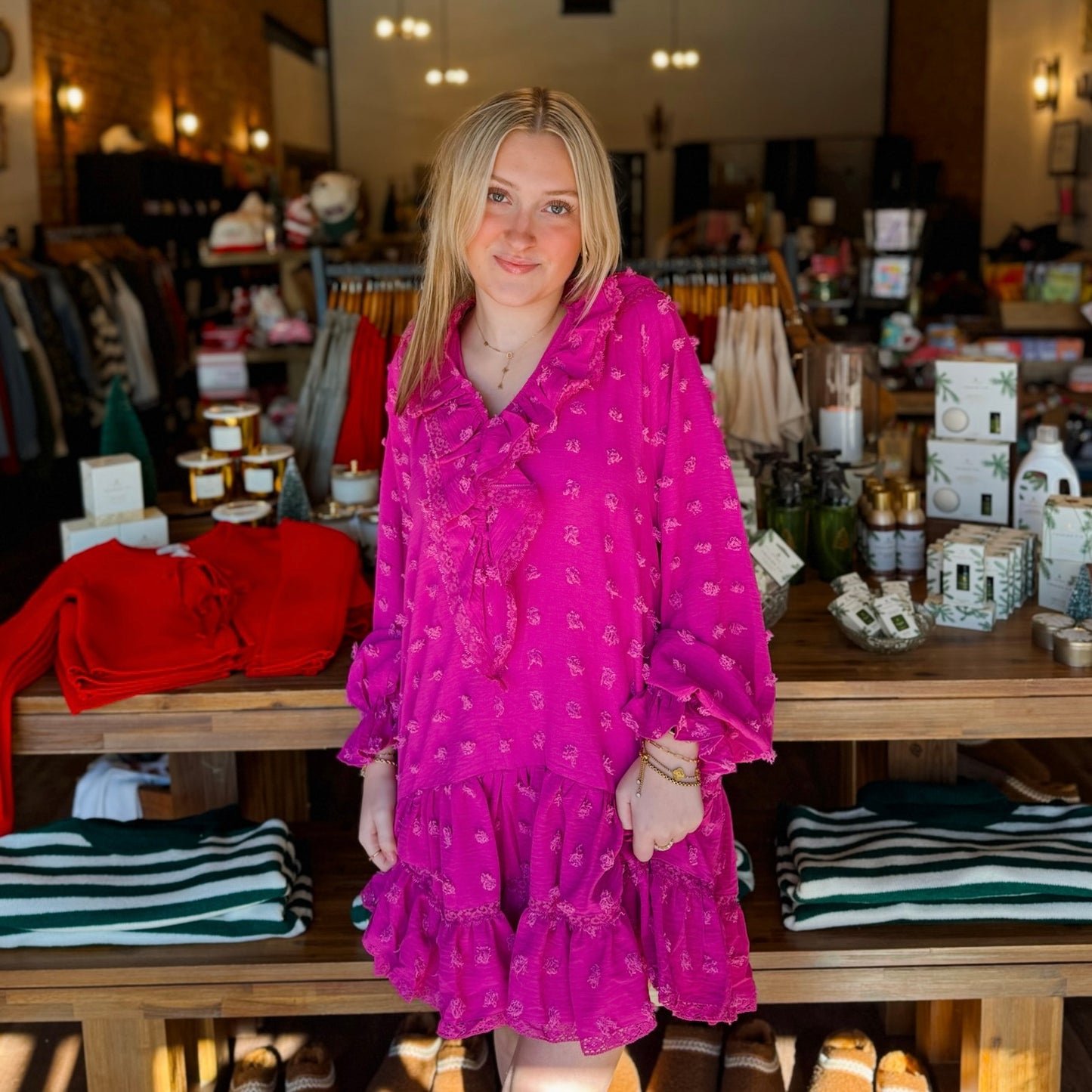 Pom Pom Aurora Pink Ruffle Dress