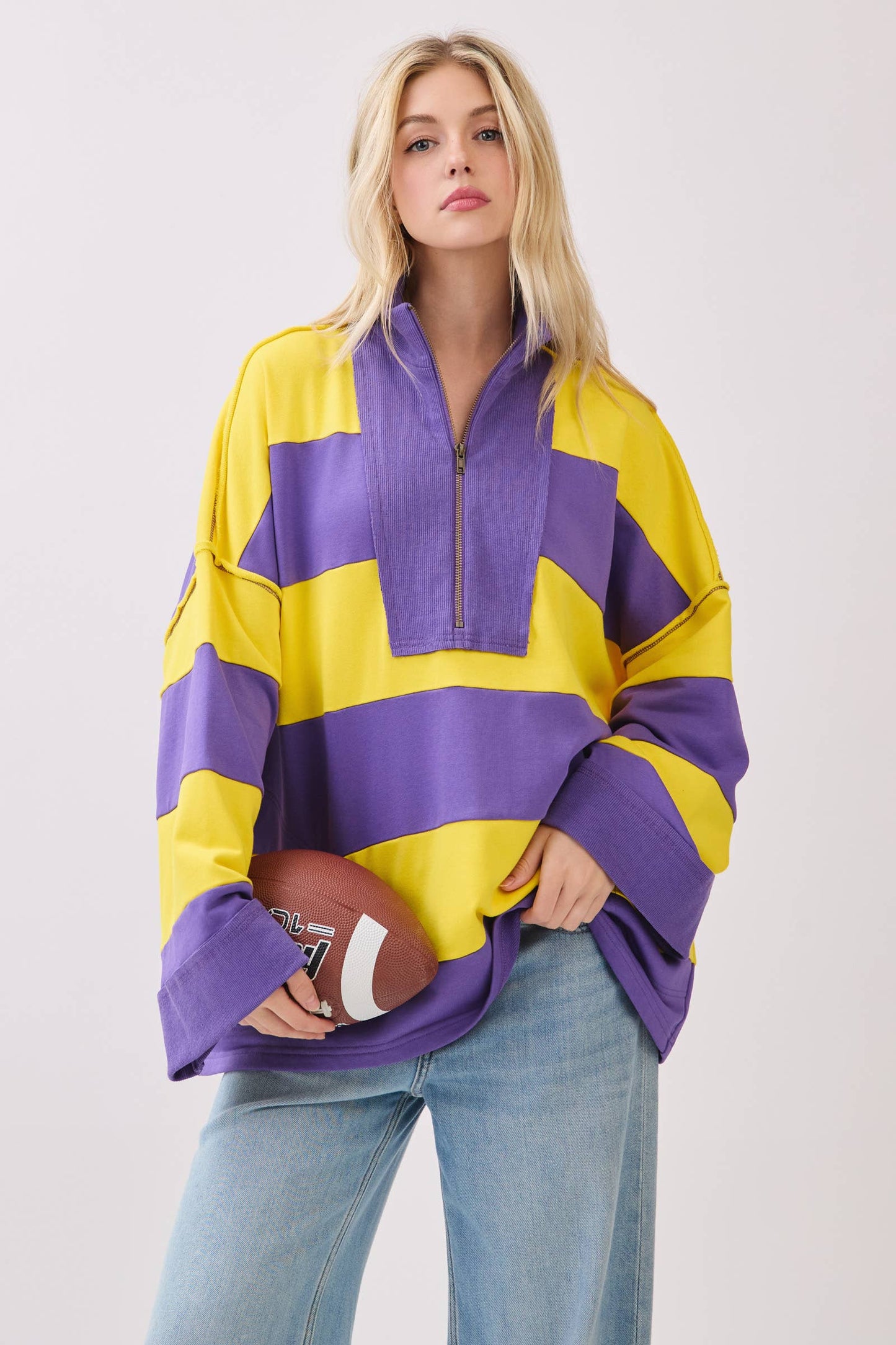 Varsity Stripe Zip Pullover