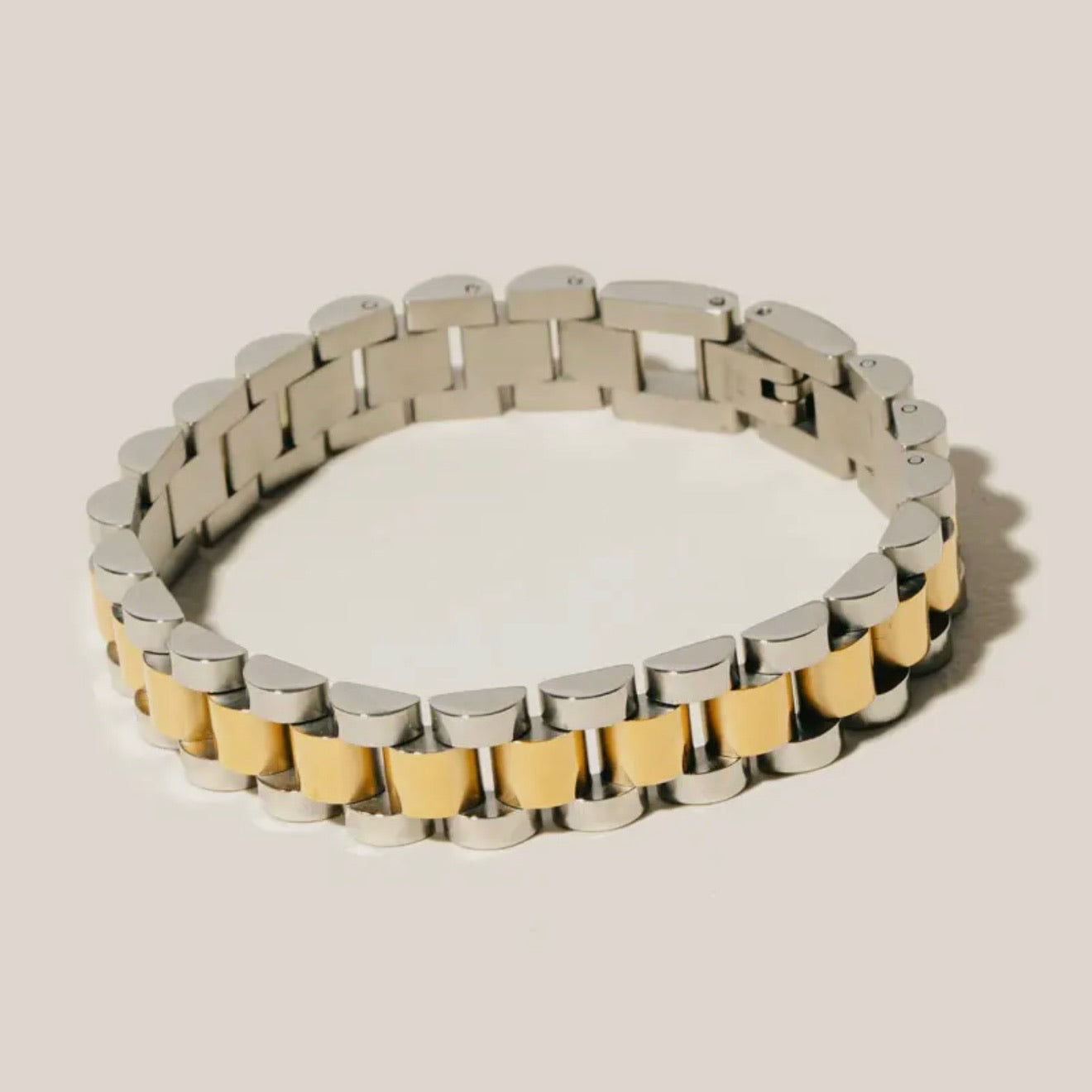 Wide Rounded Watch Chain Bracelet