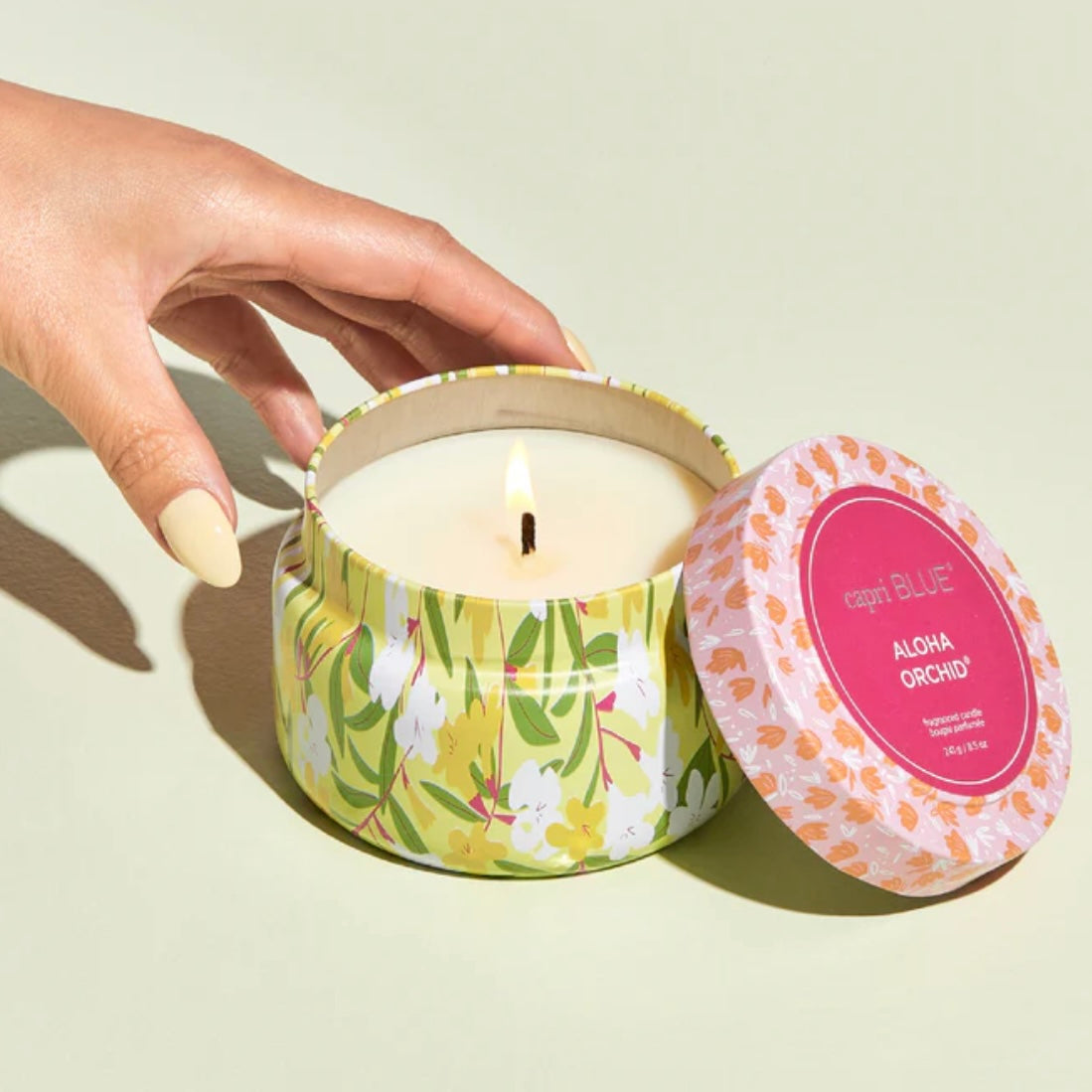 Aloha Orchid Pattern Play Printed Travel Tin Candle