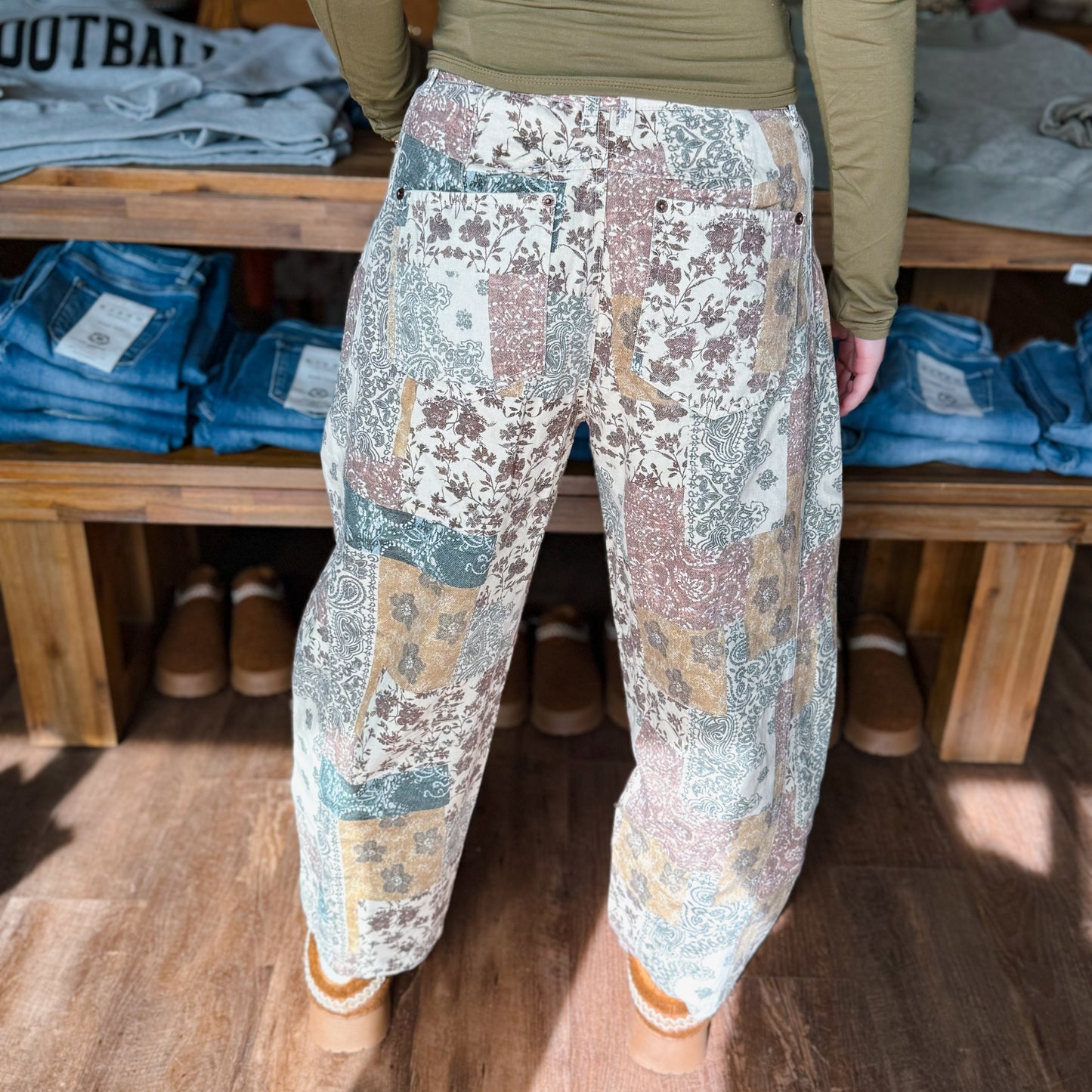 Boho Patchwork Wide Leg Pant