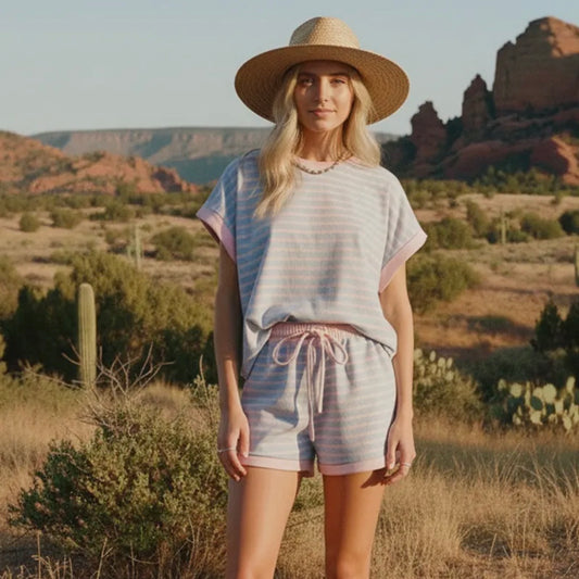 Striped Terry Top & Short Set