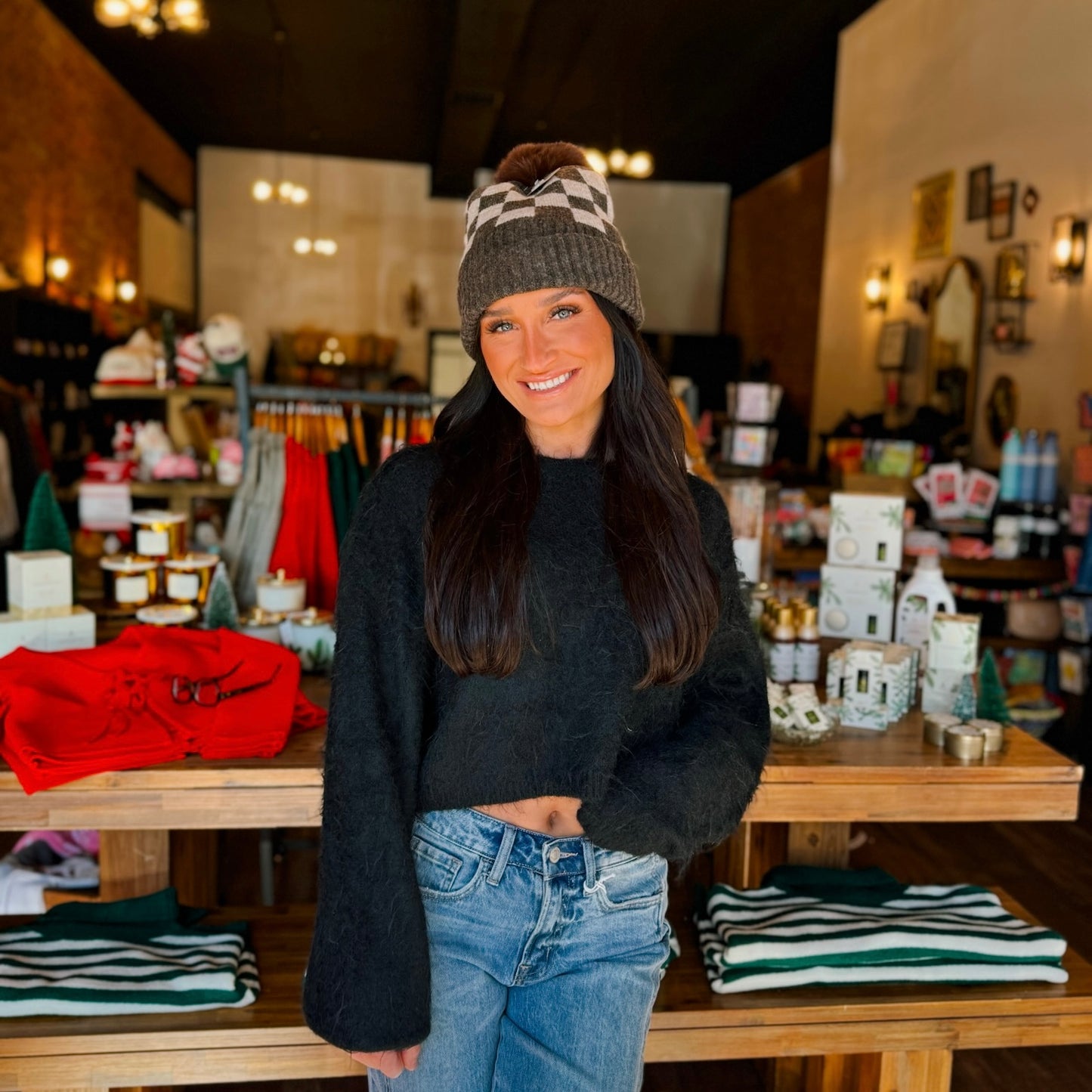 Black Wool Blend Cropped Sweater