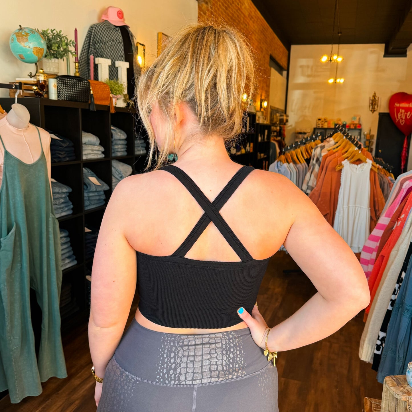 X Strap Back Ribbed Tank