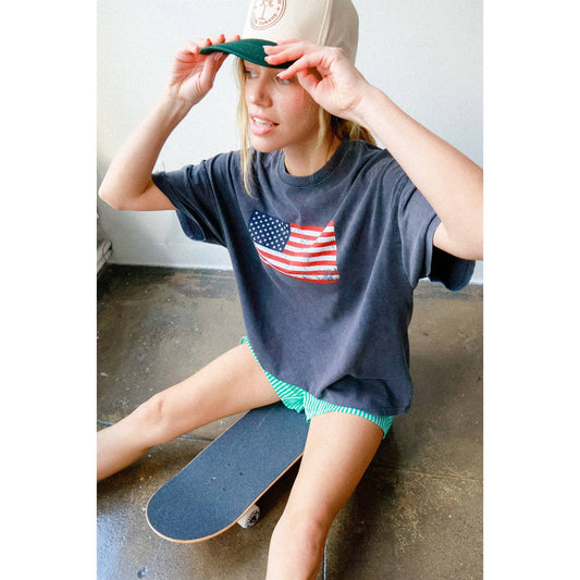 Mineral Washed Flag Graphic Tee