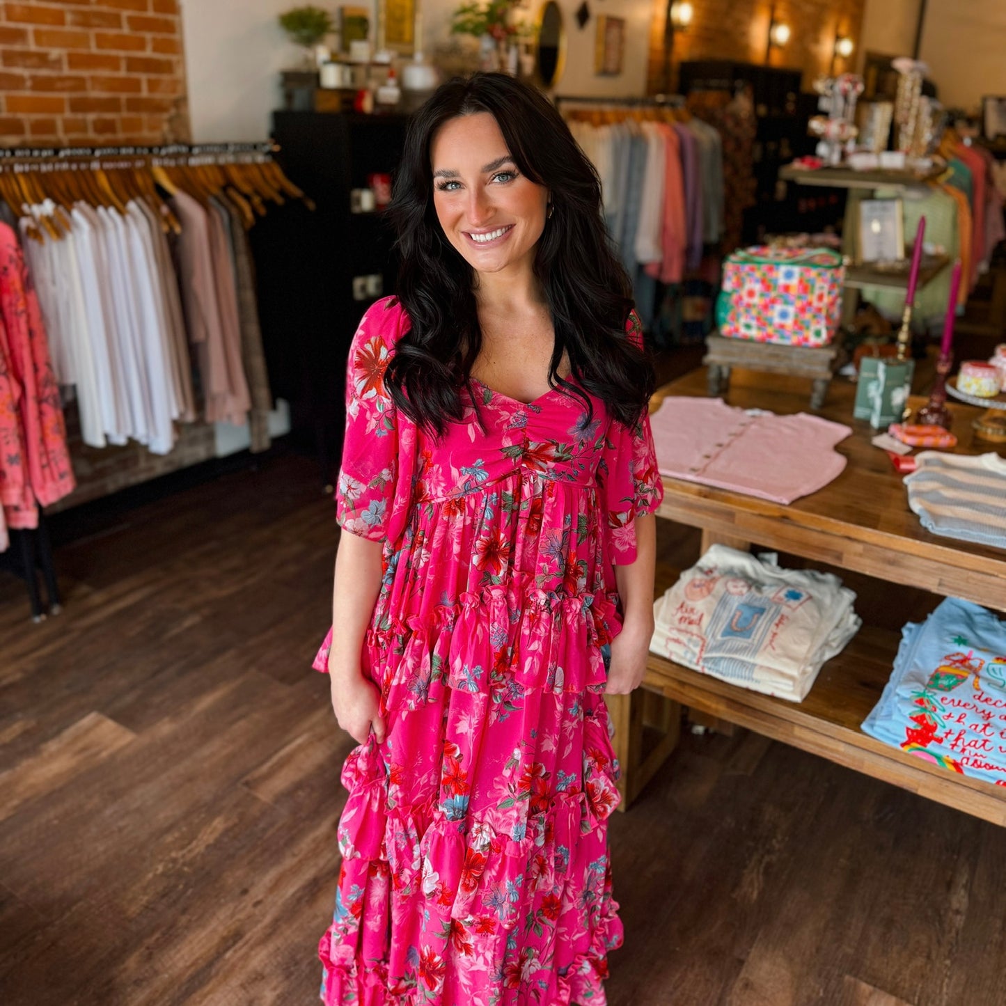 Flower Printed Chiffon Maxi Dress