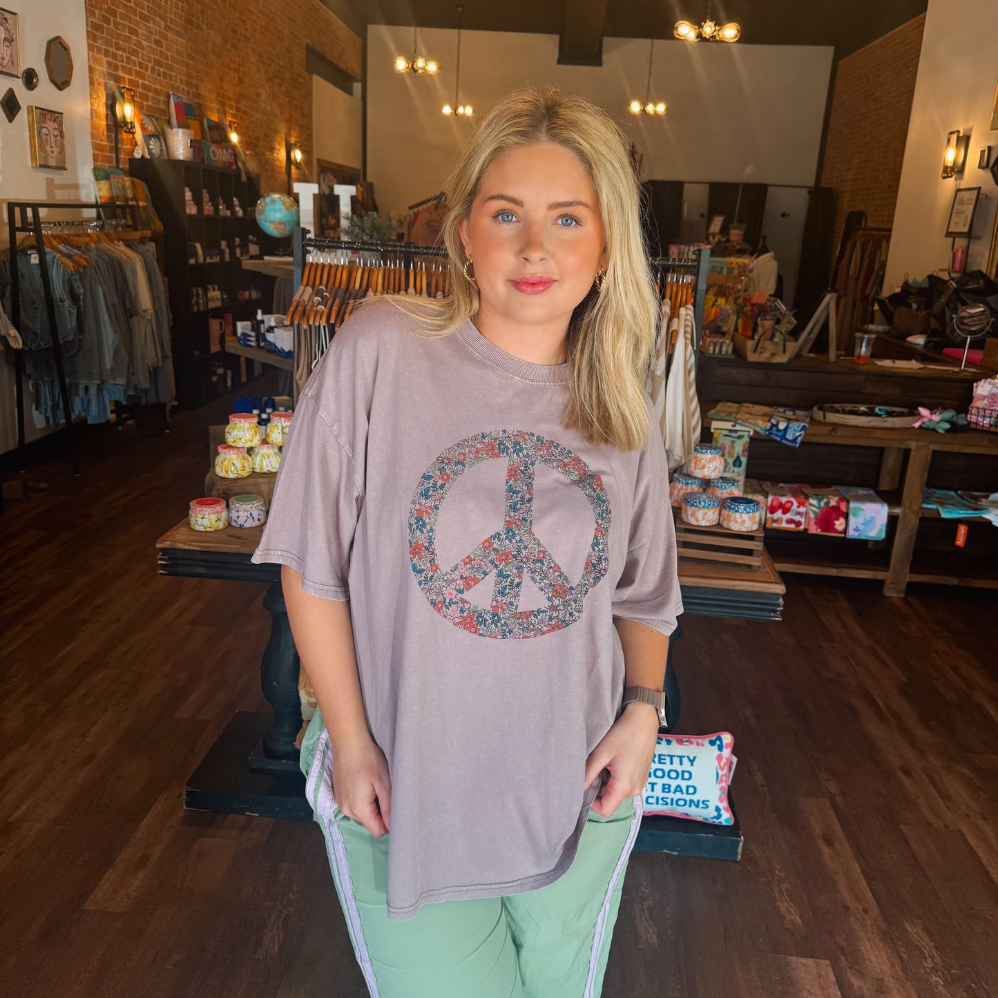 Mineral Wash Peace Sign Tee