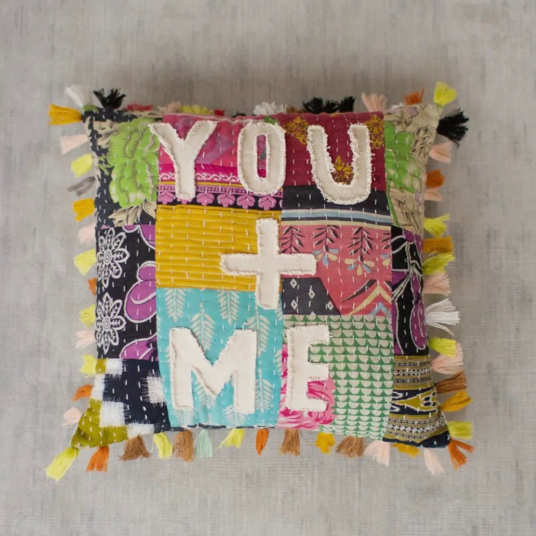 You + Me Kantha Pillow