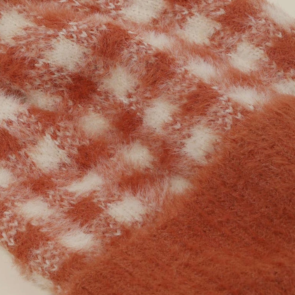 Fuzzy Pom Pom Plaid Beanie