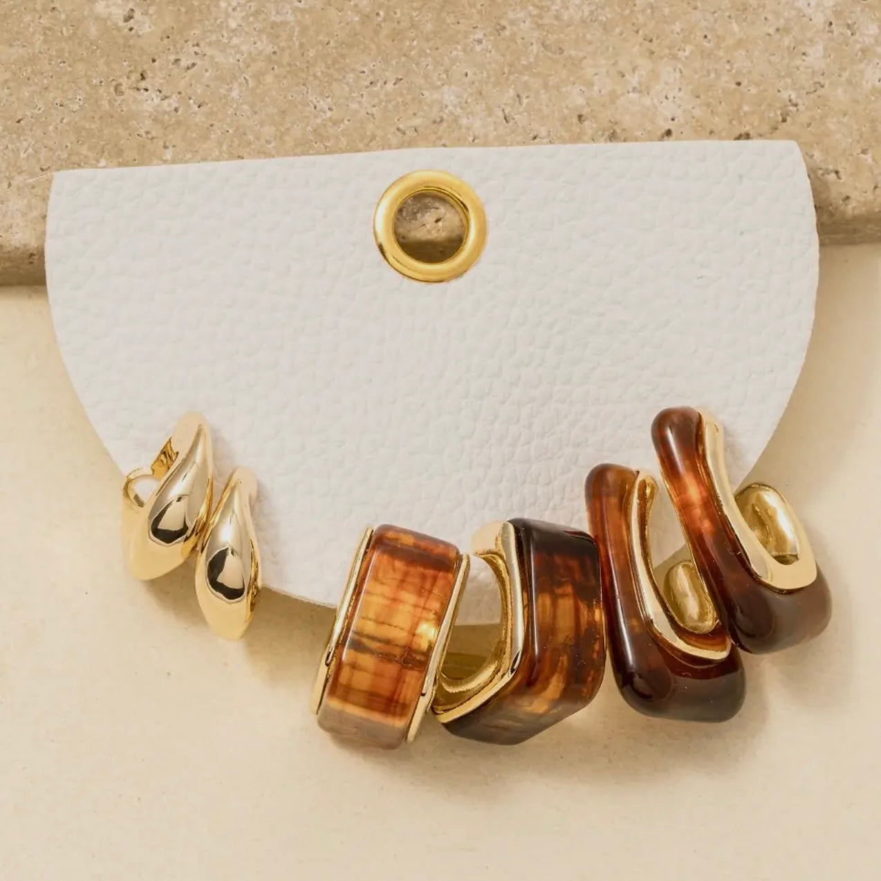 Acetate Square Hoop Earrings Set