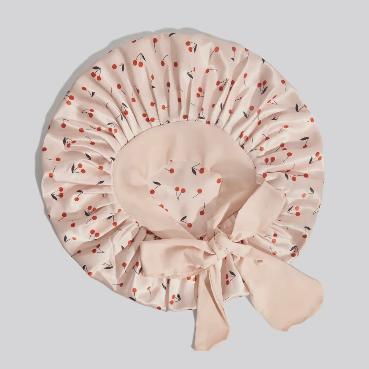 Kitsch Adjustable Oversized Satin Bonnet - Cherry Print