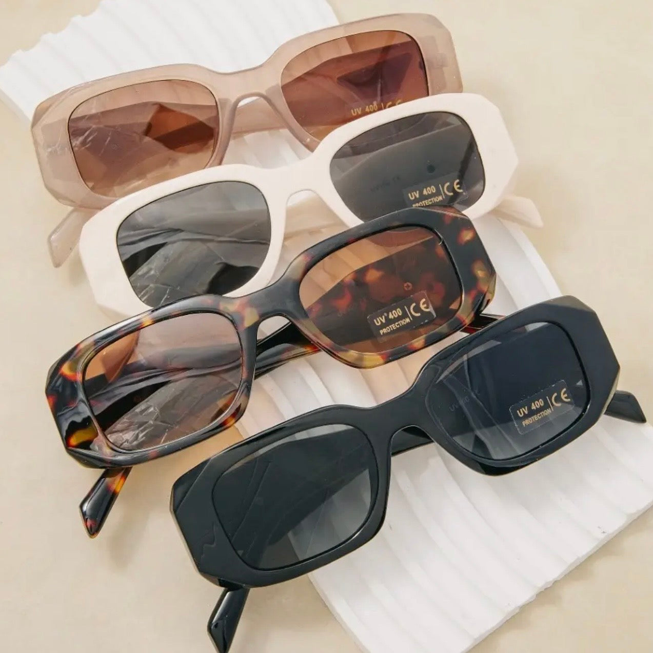 Rectangle Thick Acetate Frame Sunglasses