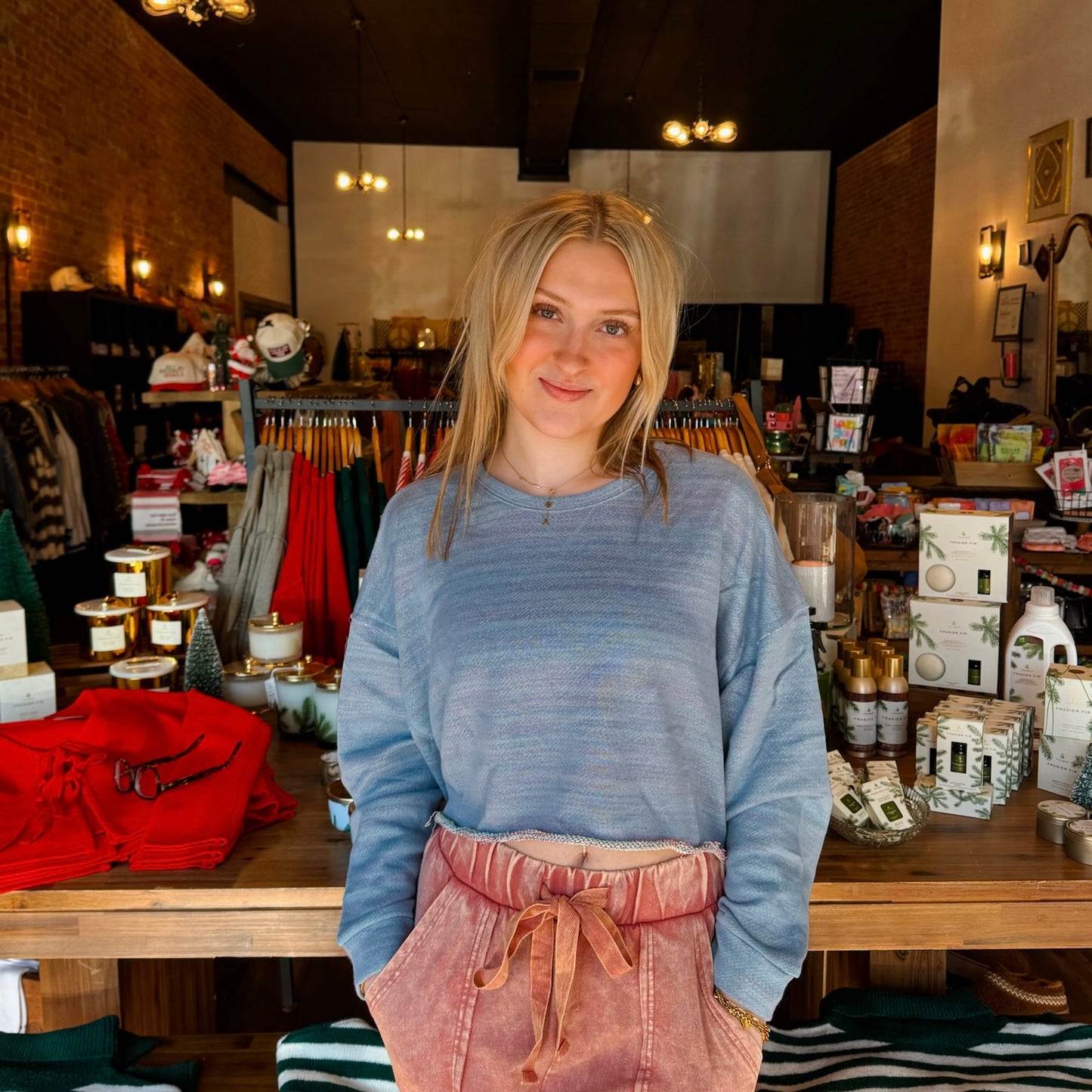 Drop Shoulder Cropped Crewneck