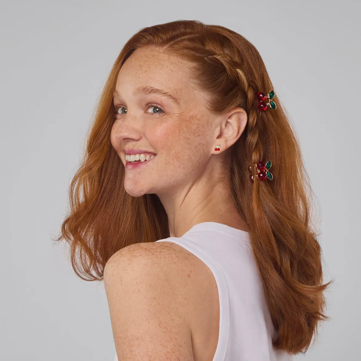 Mini Rhinestone Claw Clips 2pc Set - Cherry