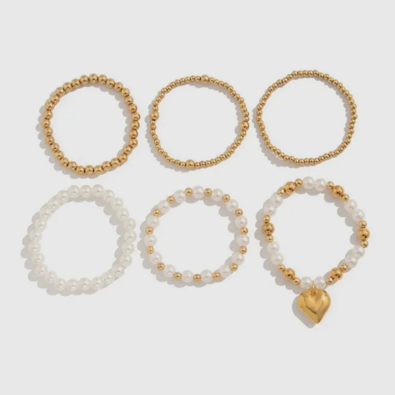 Multilayer Ball Pearl Chain Bead Bracelet Set