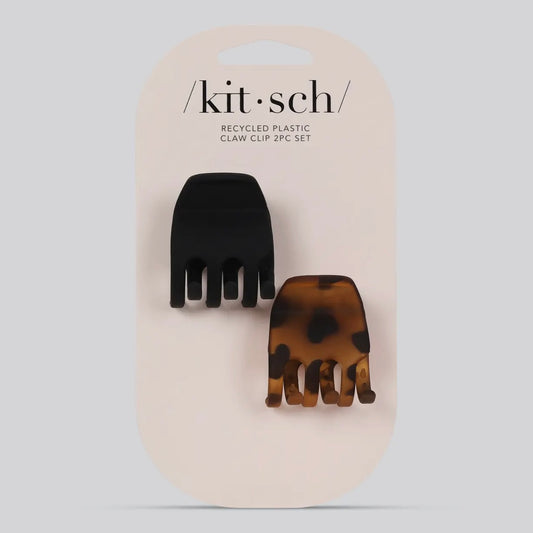 Kitsch Eco-Friendly Medium Claw Clips 2pc Set - Black & Tort
