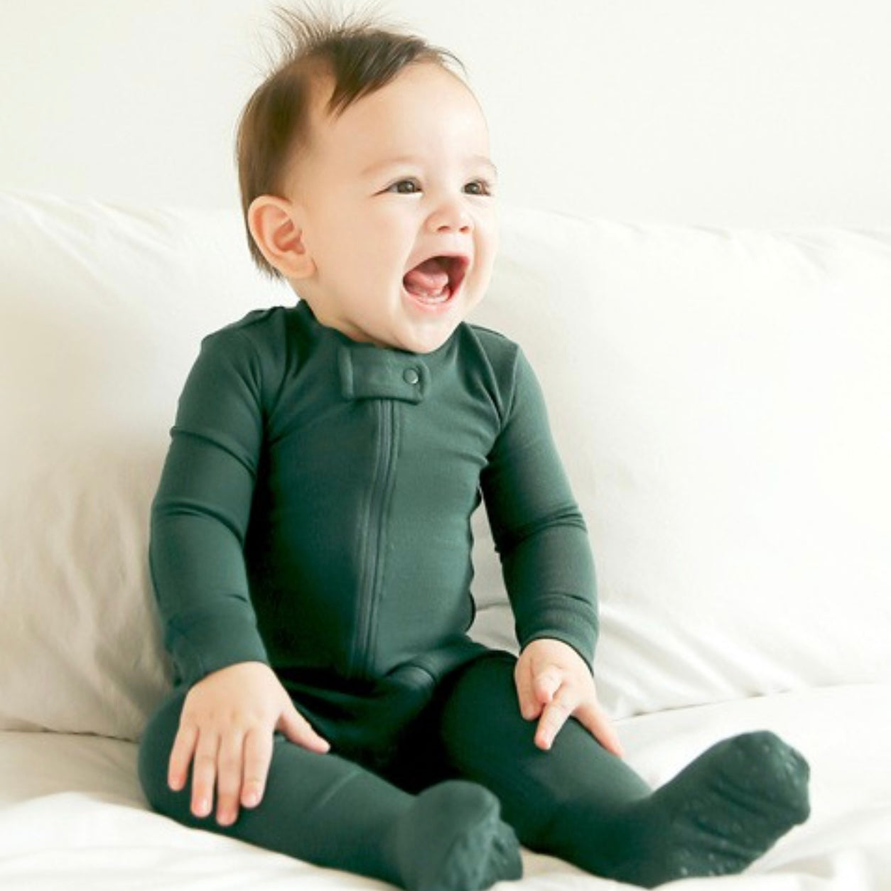 Green Zip Baby Footie