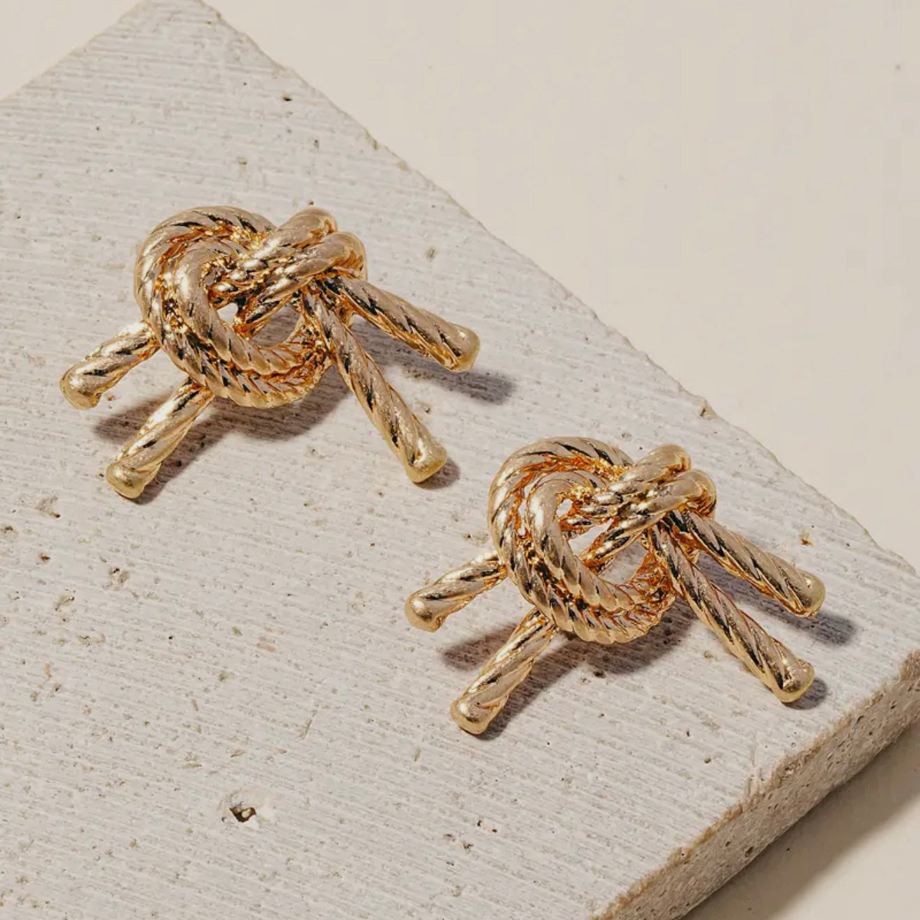 Solid Metallic Rope Knot Stud Earrings