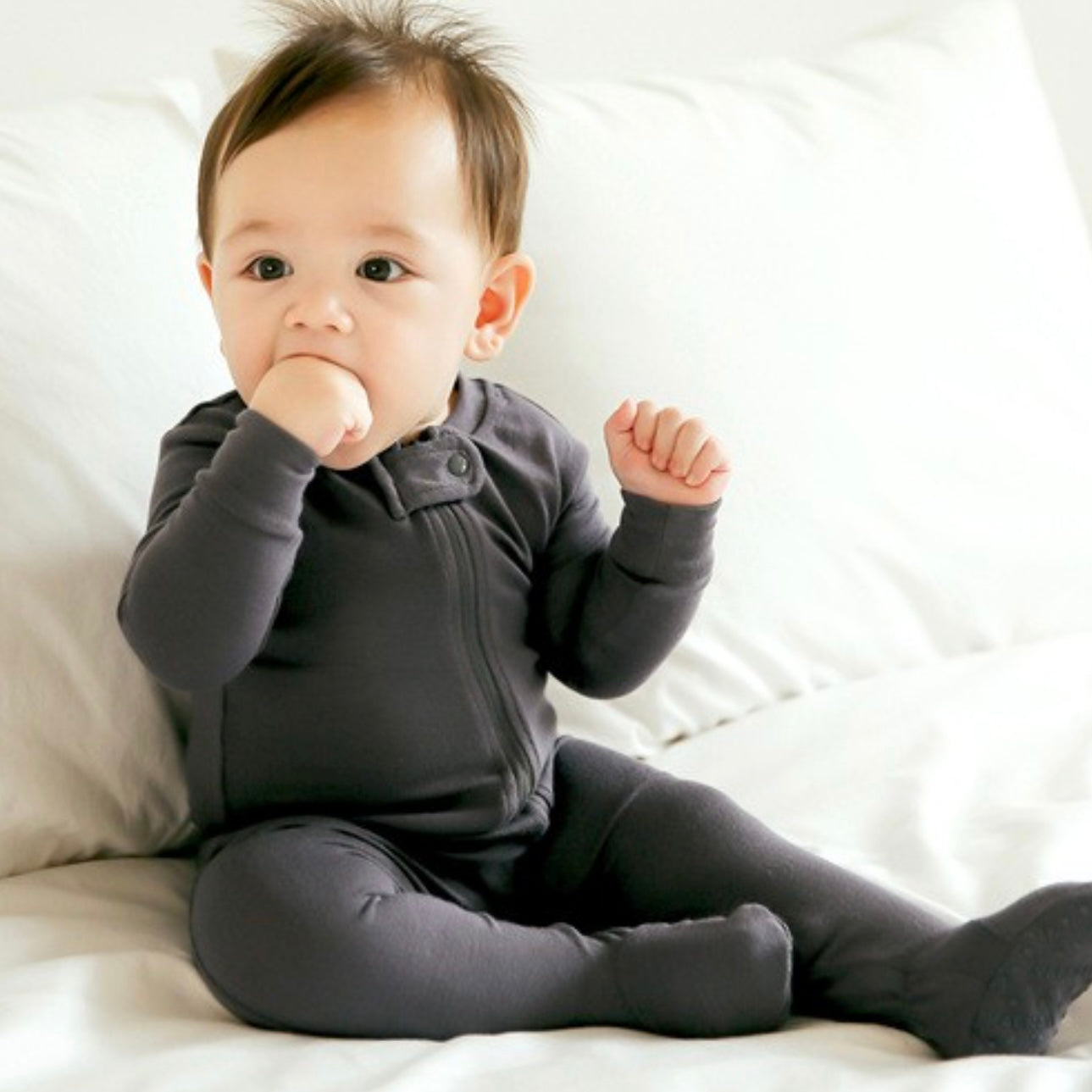 Charcoal Zip Baby Footie