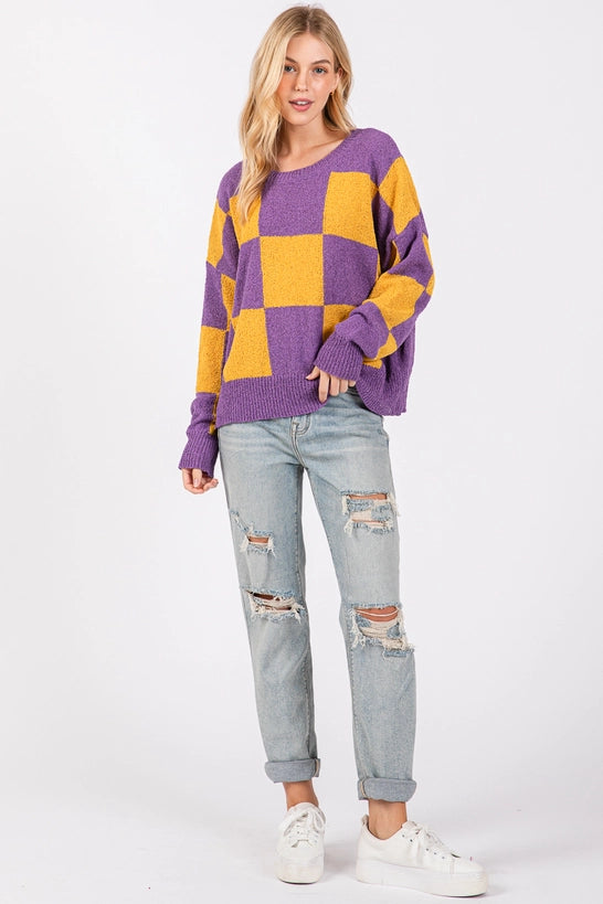 Checker Sweater Top