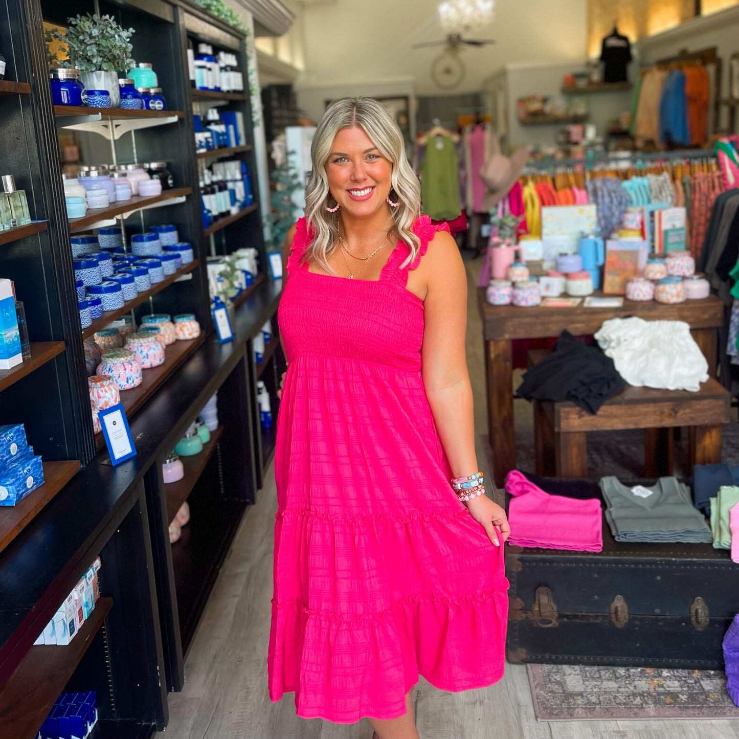 Ruffle Midi Length Dress