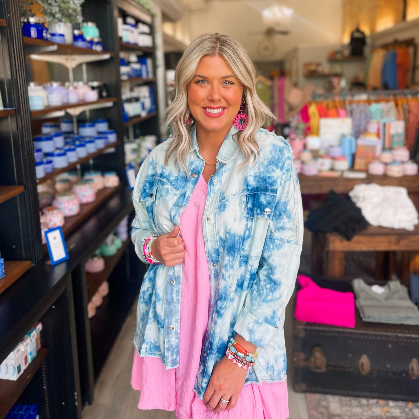 Tie Dye Peace Sign Button Down Shirt