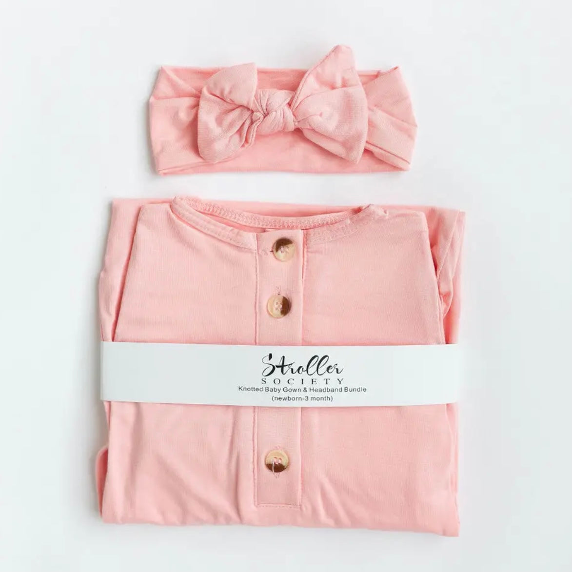 Knotted Baby Gown and Hat Set