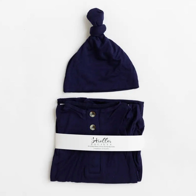 Knotted Baby Gown and Hat Set