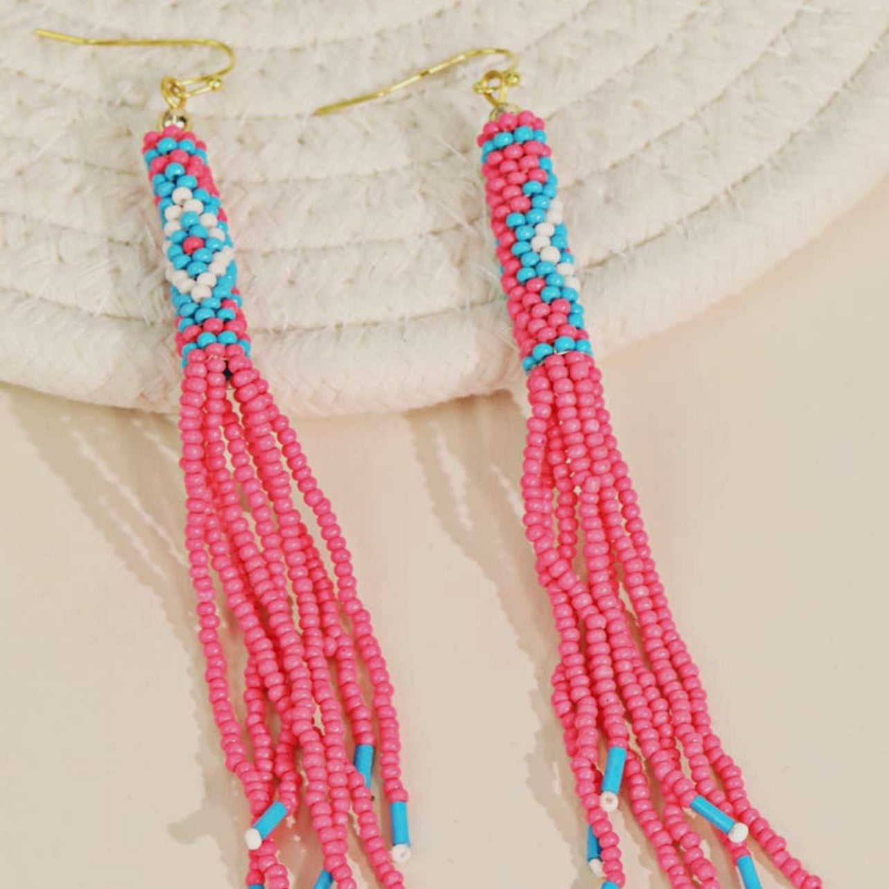 Seed Beaded Fringe Earrings