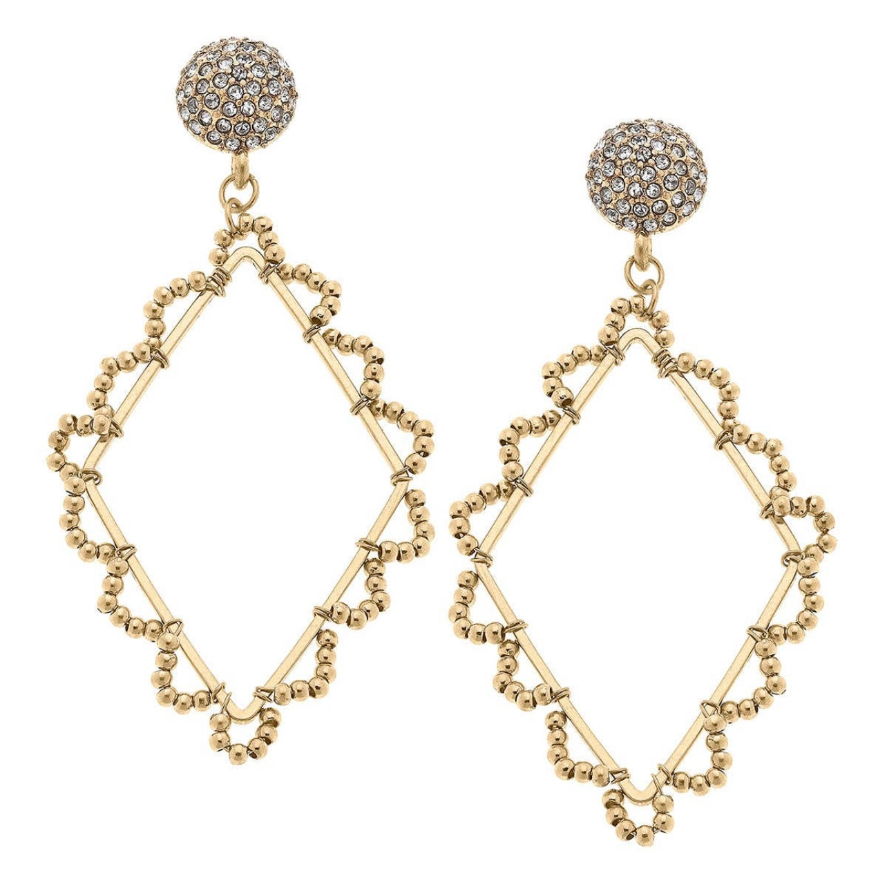 Bead & Pave Drop Earrings