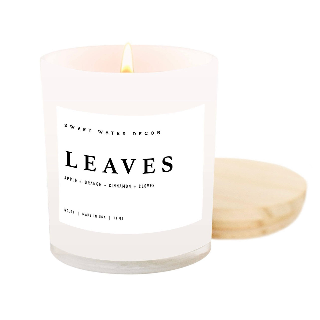 Fall White Jar Candle + Wood Lid