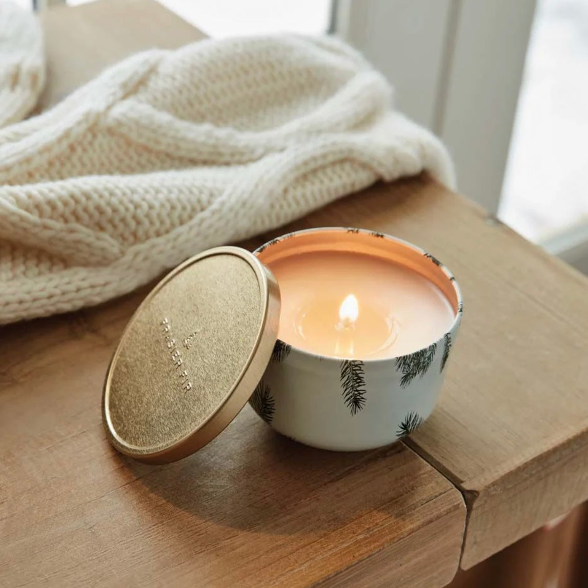 Frasier Fir Candle Tin With Gold Lid