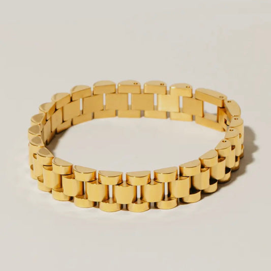 Wide Rounded Watch Chain Bracelet