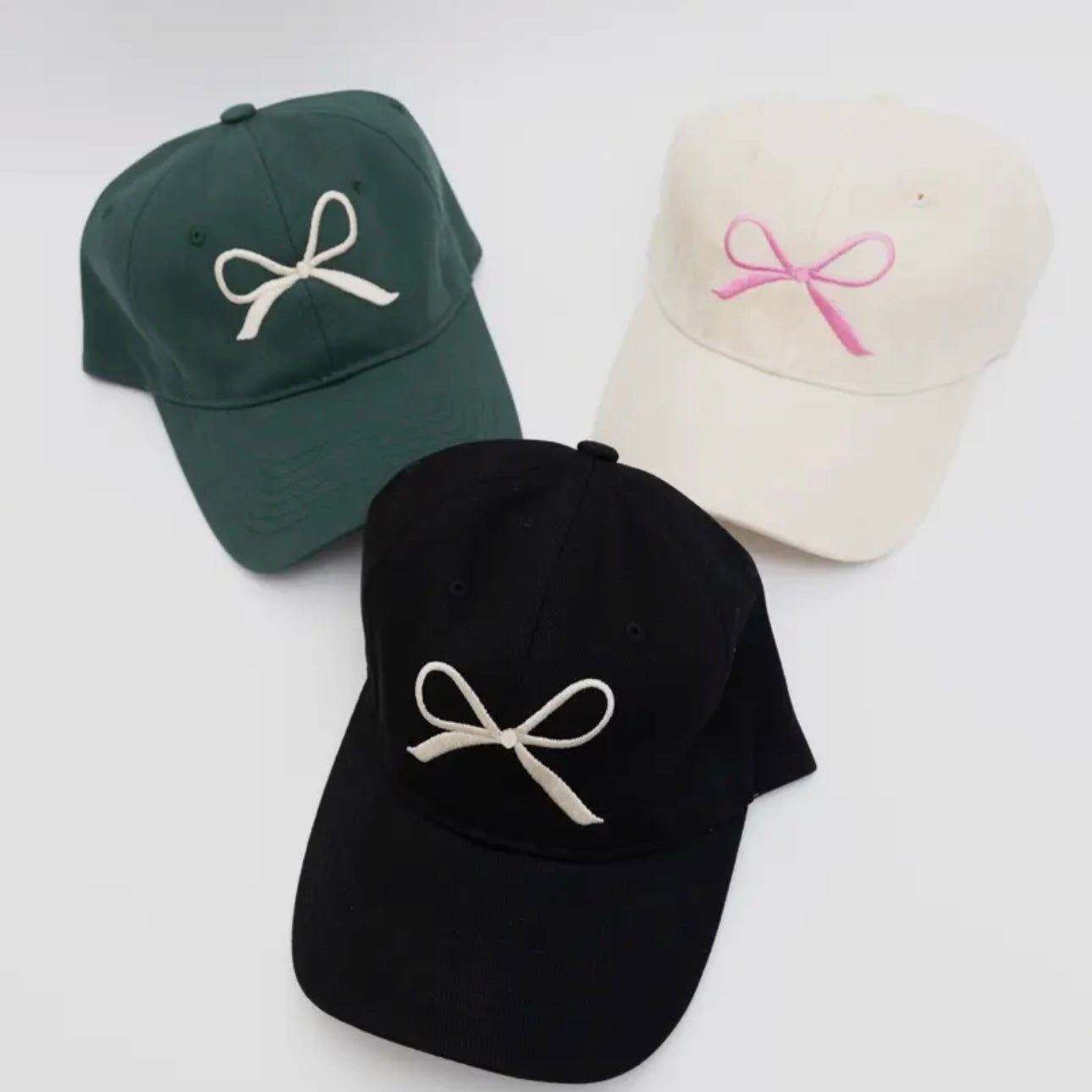 Green Bow Ribbon Embroidered Baseball Cap