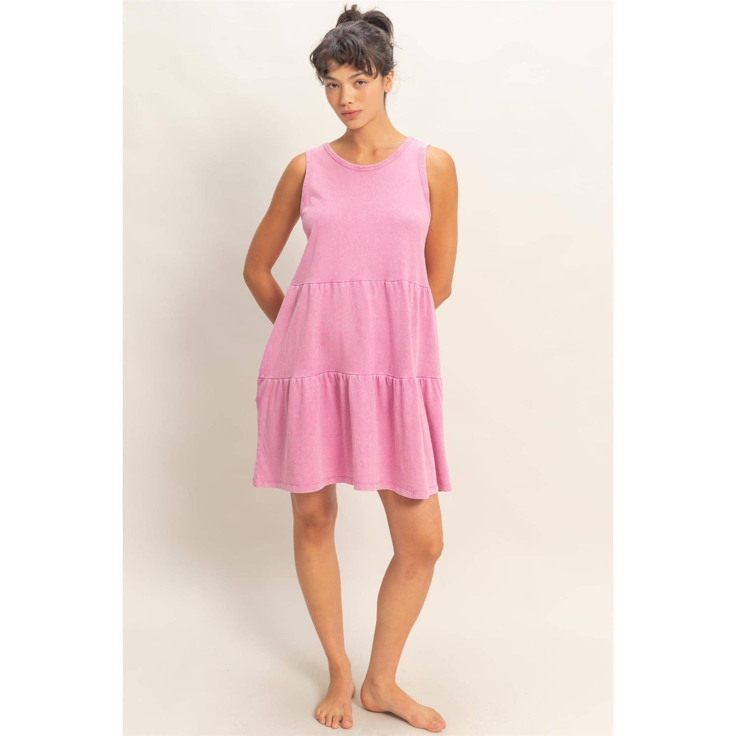 Sleeveless Crewneck Tiered Mini Dress