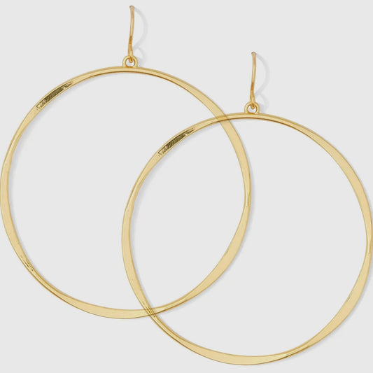 Large Lightly Hammered Open Circle Earrings