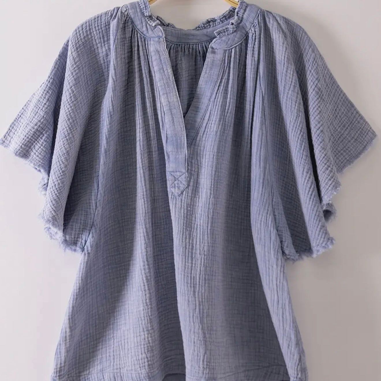 Mineral Washed Gauze Blouse Top