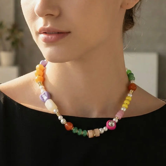 Mixed Vibrant Beaded Necklace