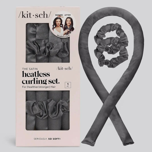 Kitsch Satin Heatless Curling Set - Charcoal