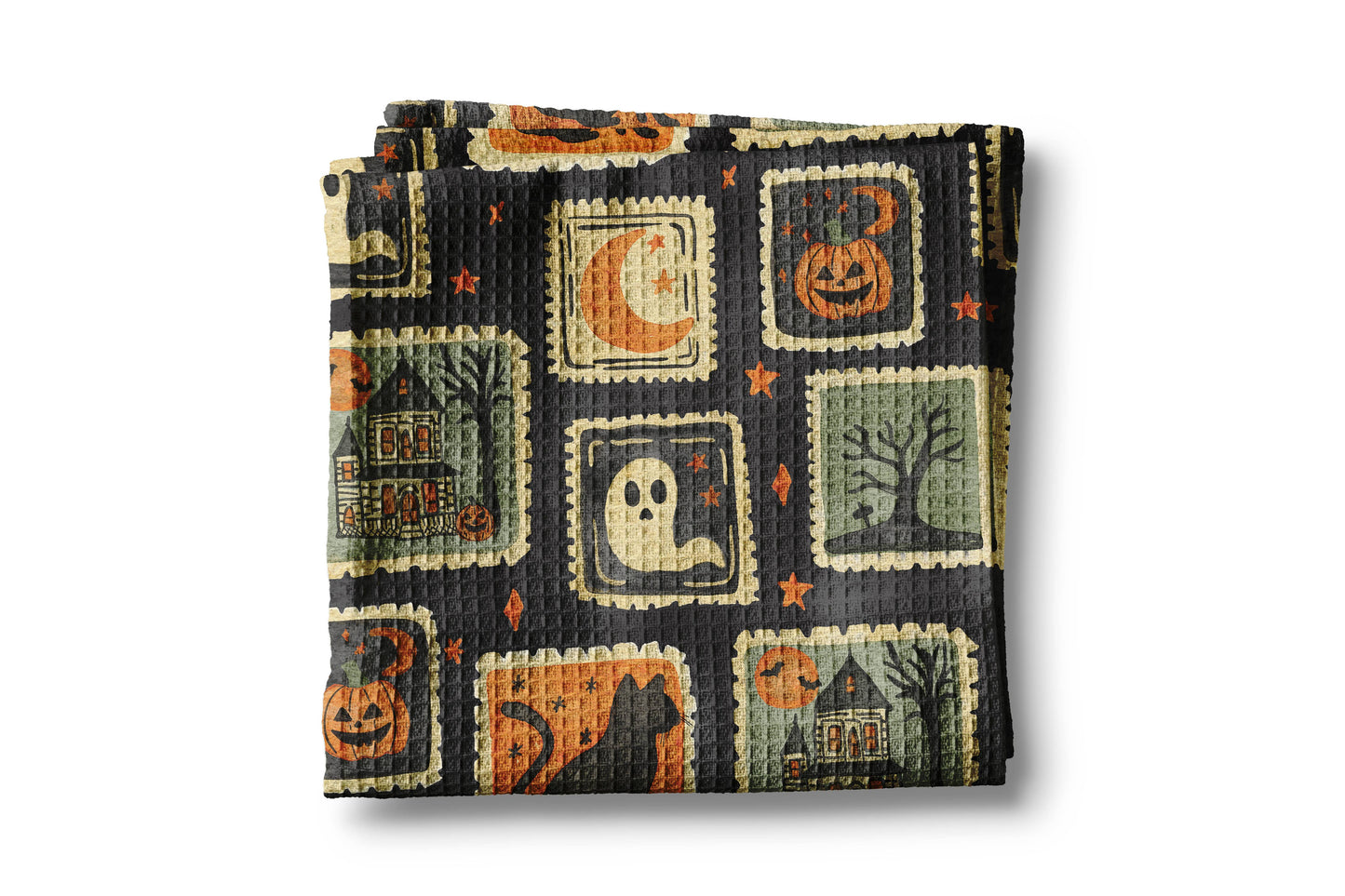 Halloween Ghost Stamp Kitchen Towel Waffle