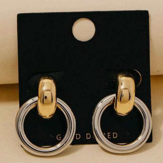 Gold Dipped Two Tone Earrings