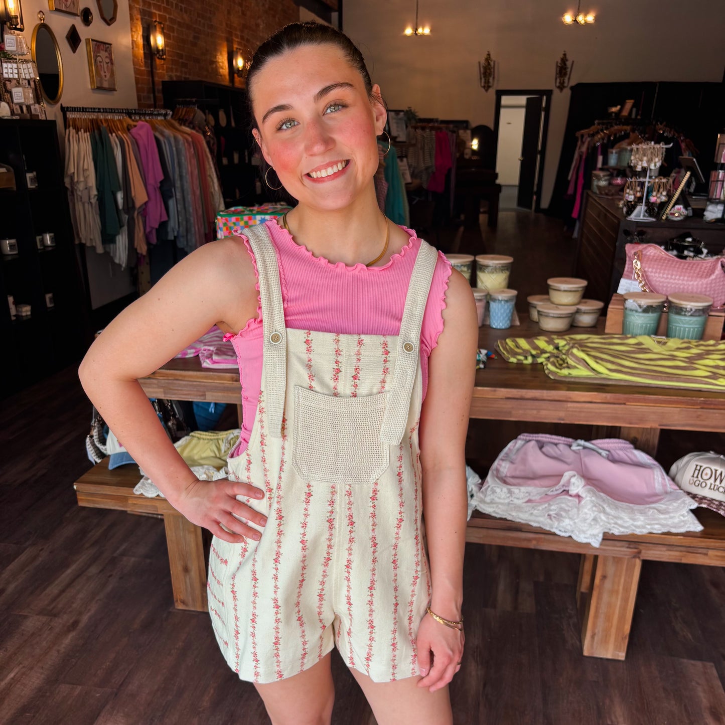Floral Print Casual Overall