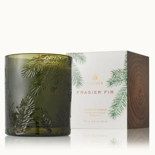 Frasier Fir Poured Candle Molded Green Glass