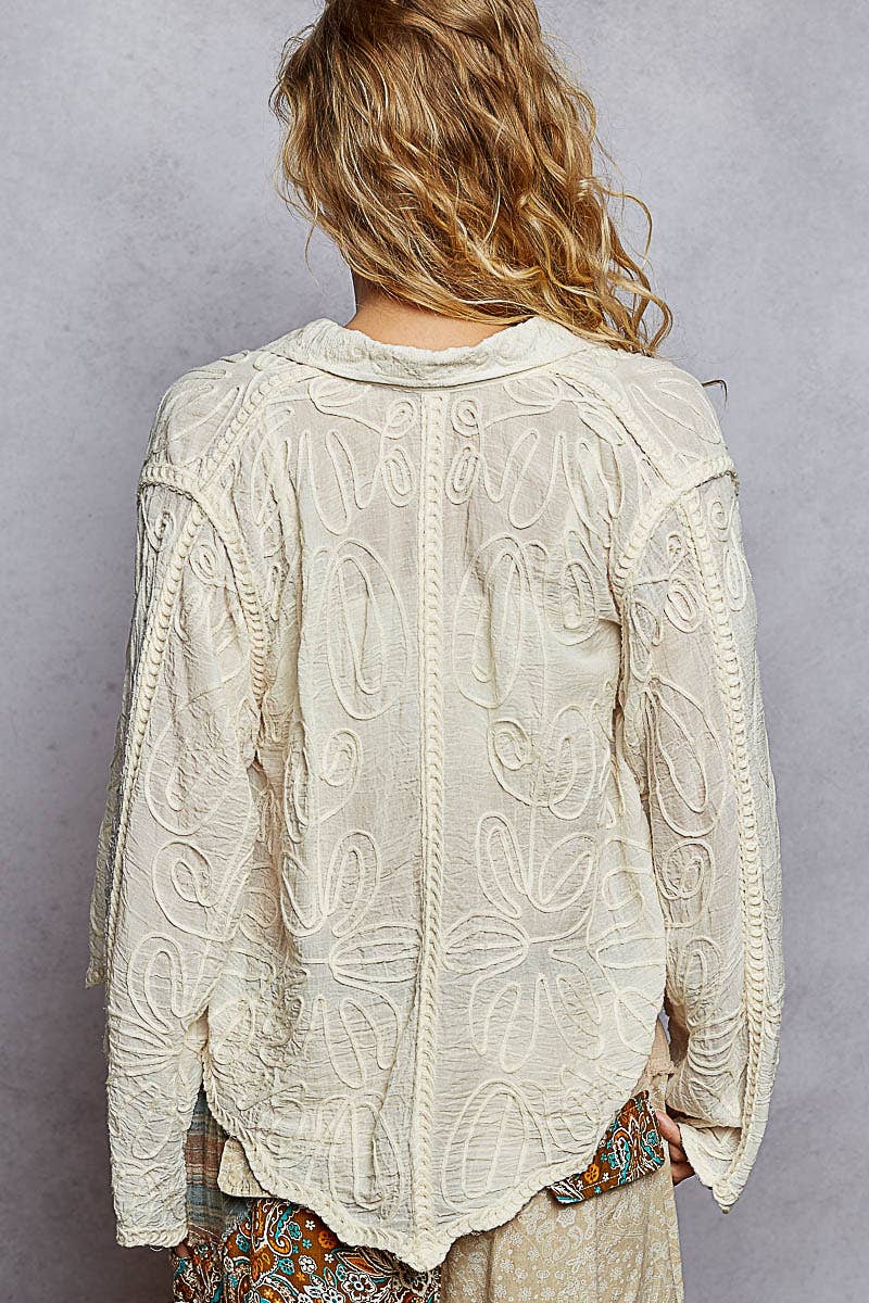 Crochet Embroidered Floral Top